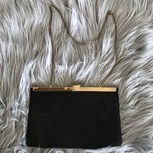 Genuine Leather Crossbody/ Clutch Black Leather